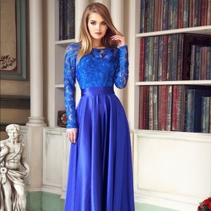 Handmade Floor Length Satin/Lace Evening Dress